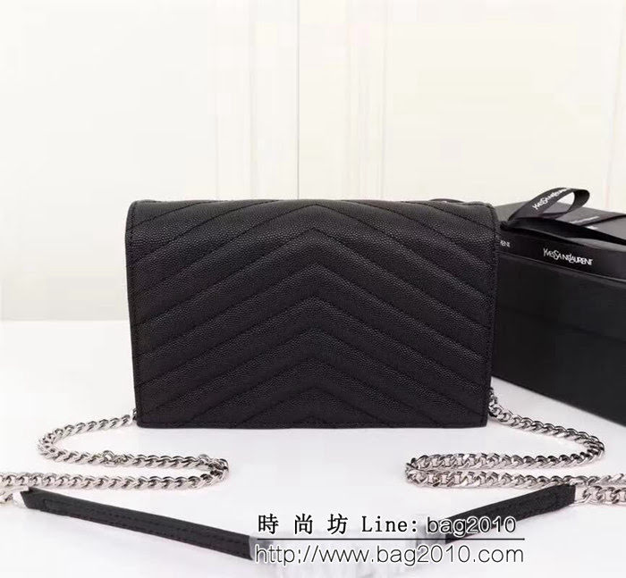 YSL聖羅蘭 專櫃最新V紋皮 金色五金扣 可拆卸鏈條 小挎包 27720 YAS1270